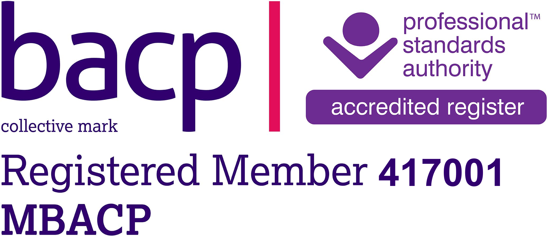 BACP Registered Member 417001 MBACP - Professional Standards Authority Accredited Register